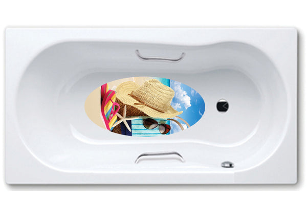 beach,bathtub mat, anti slip,self adhesive,art,full color,shower.