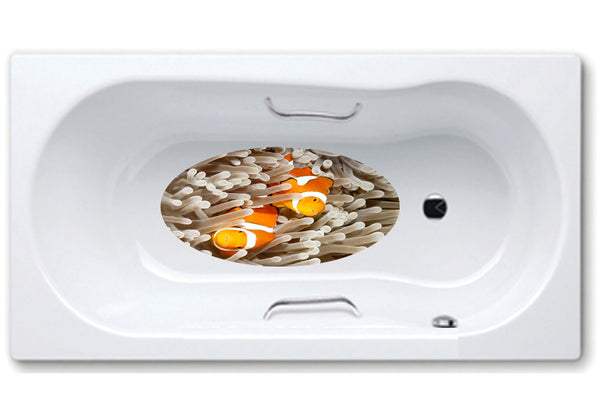 clown,fish,bathtub mat, anti slip,self adhesive,art,full color,shower.