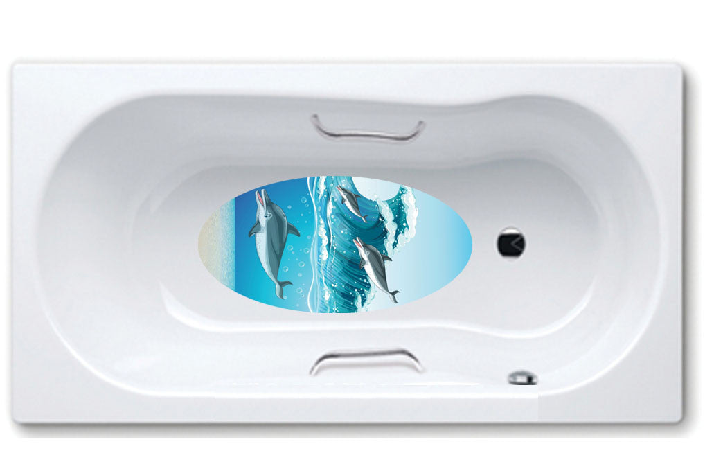 dolphin,bathtub mat, anti slip,self adhesive,art,full color,shower.