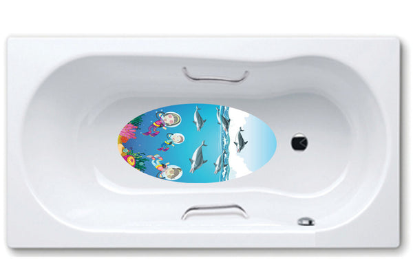  dolphin,bathtub mat, anti slip,self adhesive,art,full color,shower.