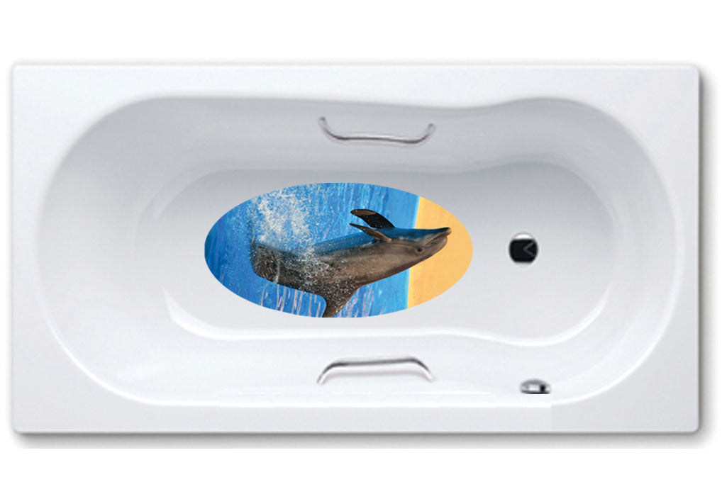 dolphin,splash,bathtub mat, anti slip,self adhesive,art,full color,shower.