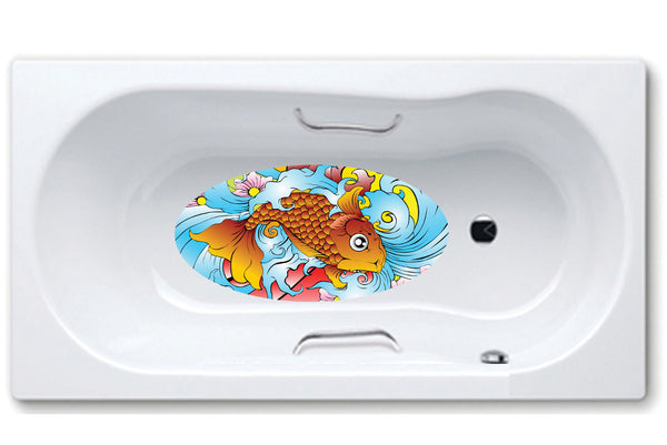  koi,fish,bathtub mat, anti slip,self adhesive,art,full color,shower.
