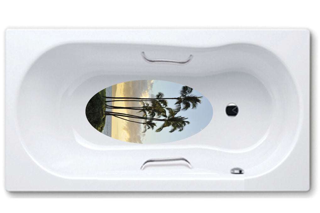 palm,trees,bathtub mat, anti slip,self adhesive,art,full color,shower.
