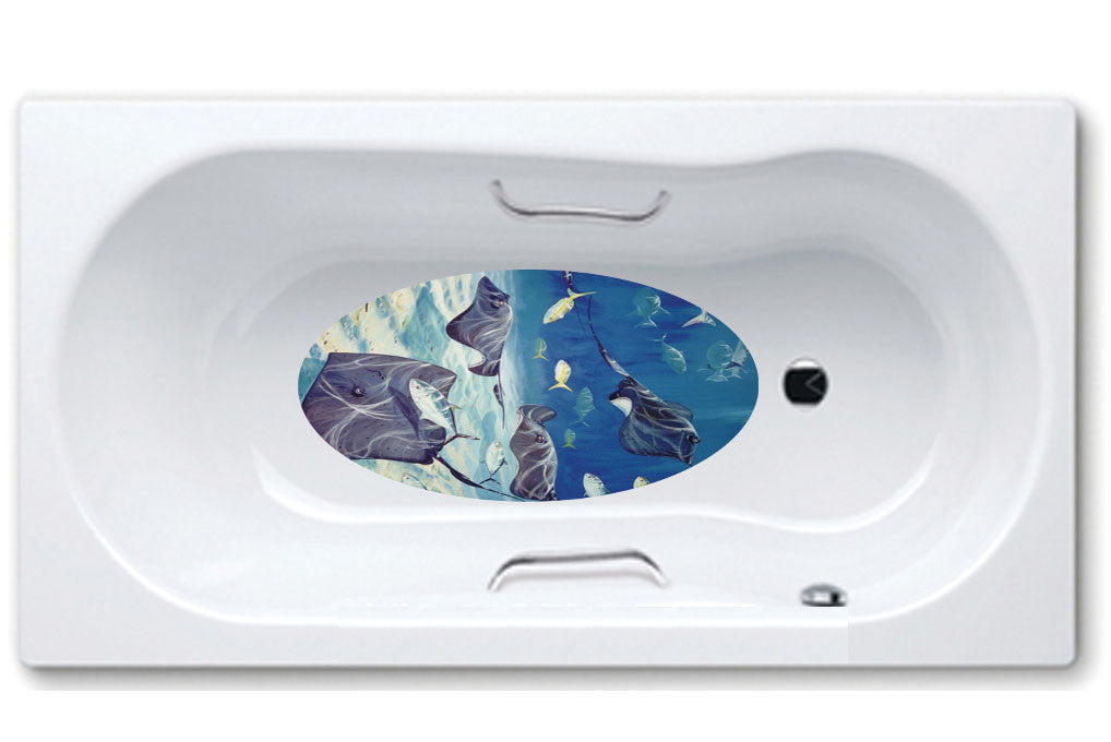stingray,bathtub mat, anti slip,self adhesive,art,full color,shower.