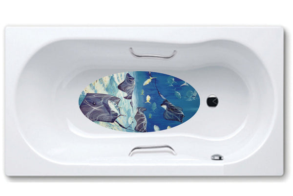 stingray,bathtub mat, anti slip,self adhesive,art,full color,shower.